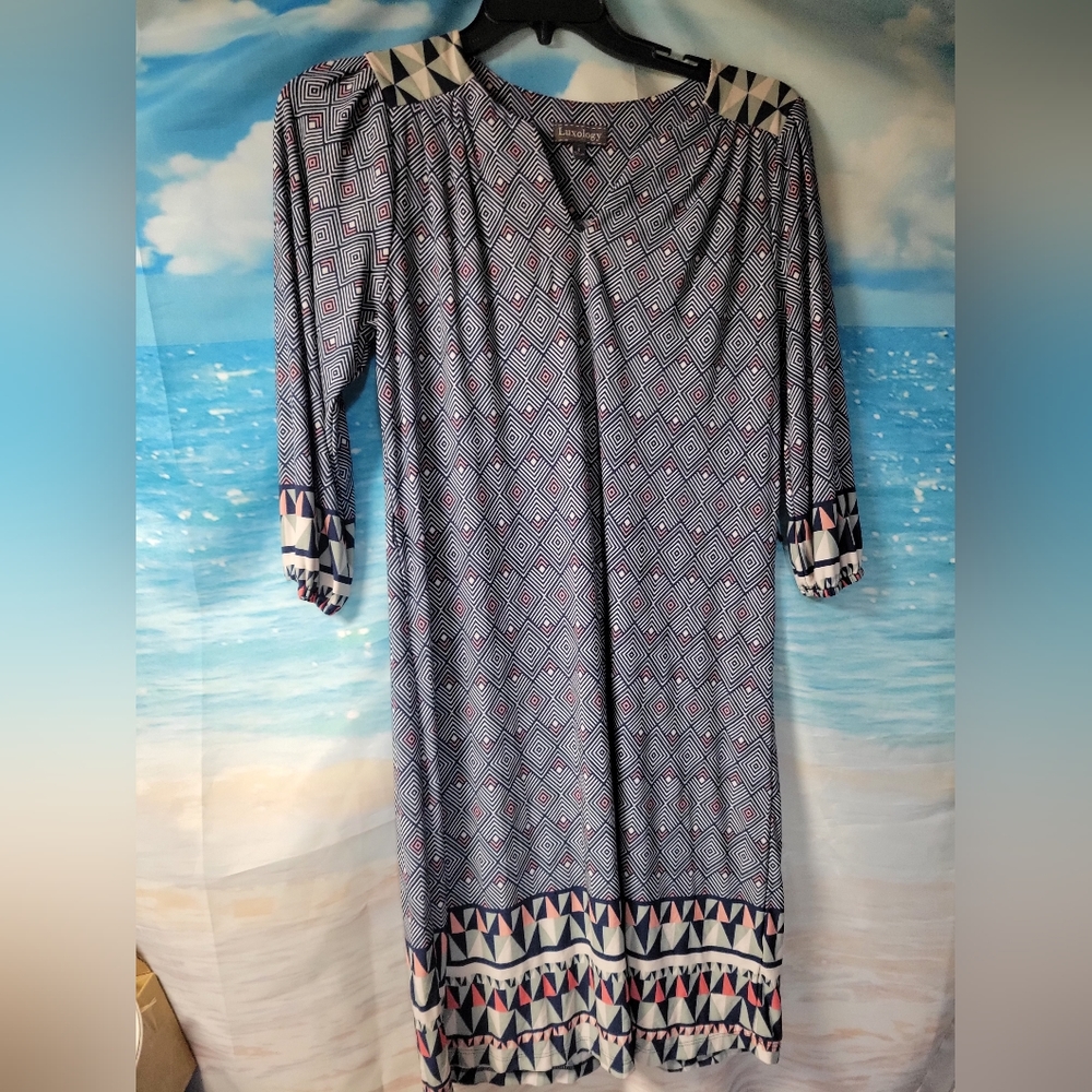 Luxology Geometric Pattern Dress‎ Size 8 knee length